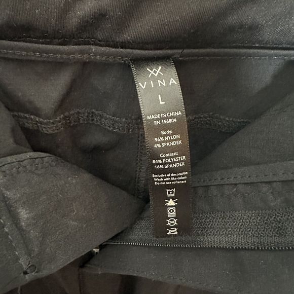 Vina Performance Pants Women's Size L Large Black Nylon Stretch Cinch Ankle - Picture 3 of 10